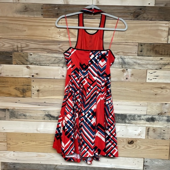 Jessica Simpson size 6 Red, Blue, White, and Black A-line Halter Midi Sundress - Picture 11 of 11